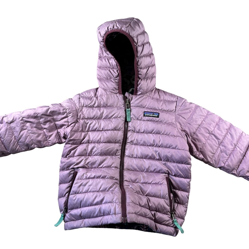 Patagonia Down Quilted Reversible Jacket 3T Purple Puffer Coat Sweater Hoody